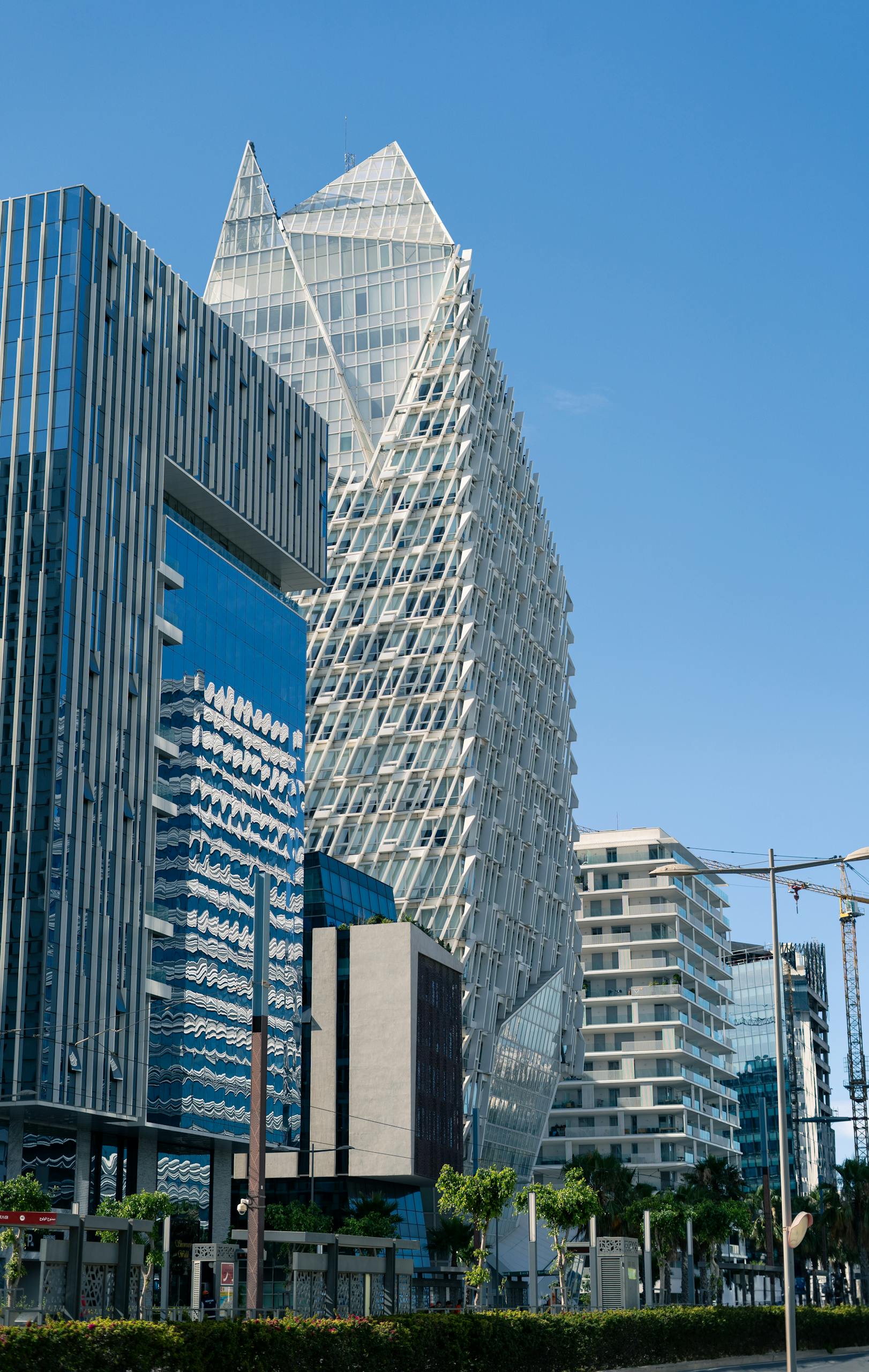 Contemporary skyscrapers in Casablanca, showcasing Moroccan architectural style.